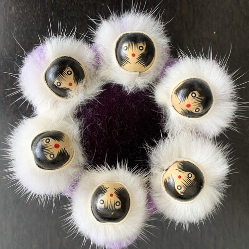 Alaskan Inuit Native American PIN CUSHION Blanket Toss 10cm 6 Head Velvet & Fur - Bild 2 von 6