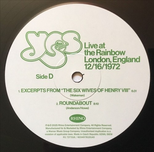YES - LIVE AT THE RAINBOW - LONDON - 12/16/72 - 3-LP SET - LE - BRAND NEW! - Picture 7 of 16