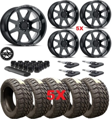 OFF ROAD WHEEL TIRE PACKAGE ALL TERRAIN MUD BLACK MILLED NEW 33 12.50 20