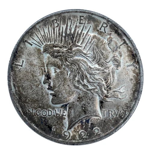1922 -P Peace Dollar BU. Uncirculated Toned 90% Silver $1 US Coin # 4