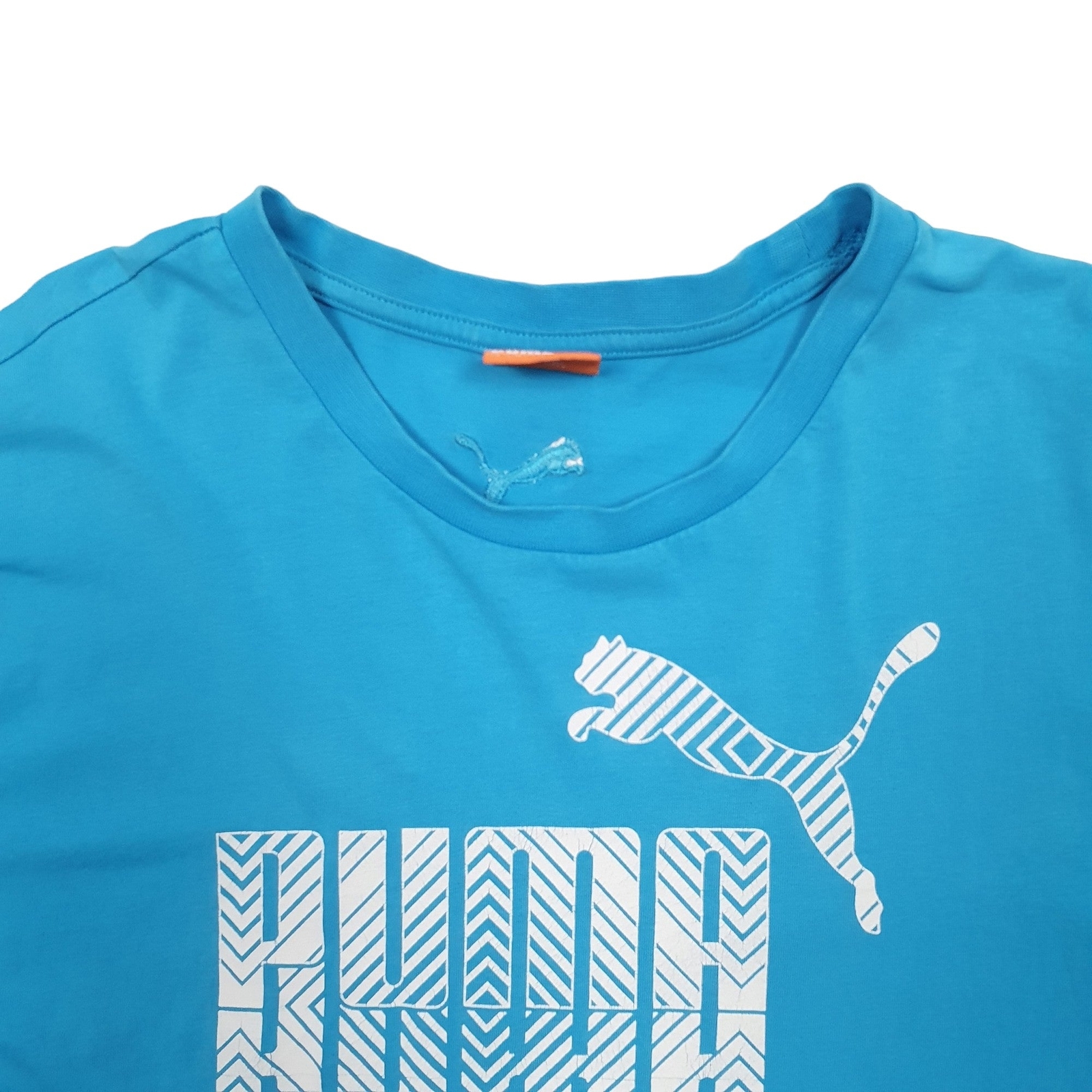 PUMA Blue T Shirt Tee Spellout Short Sleeve Cotton Blend Mens XL image 3