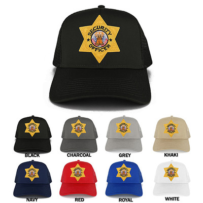 Security Officer GoldStar Badge Embroidered Iron on Patch Adjustable Trucker Cap