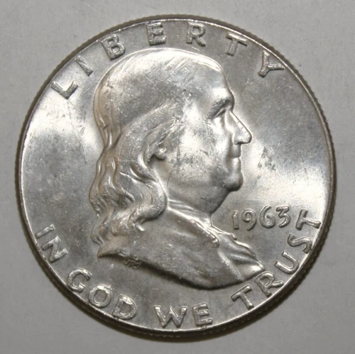 A2 - United States 50 Cents 1963 Brilliant Unc Silver Coin Franklin Half Dollar