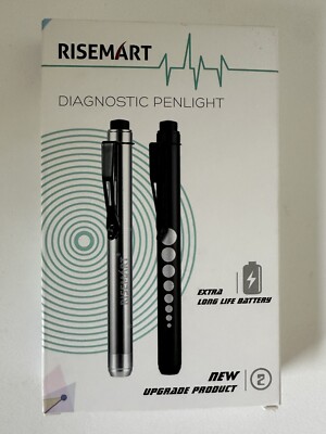 RISEMART Medical Diagnostic Penlight for Nurses 2 Pack Reusable with Pupil Gauge