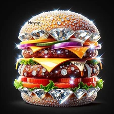 The Burger Queen – Diamond-Encrusted Fantasy Burger Printable Wall Art
