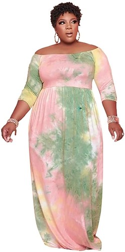 4 Sleeve Tie Dye Print Off Shoulder 