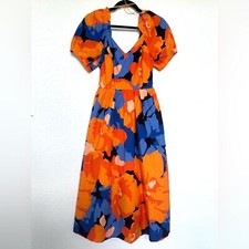 Tabitha Brown for Target Orange and Blue Cotton Backless Dress Size 4