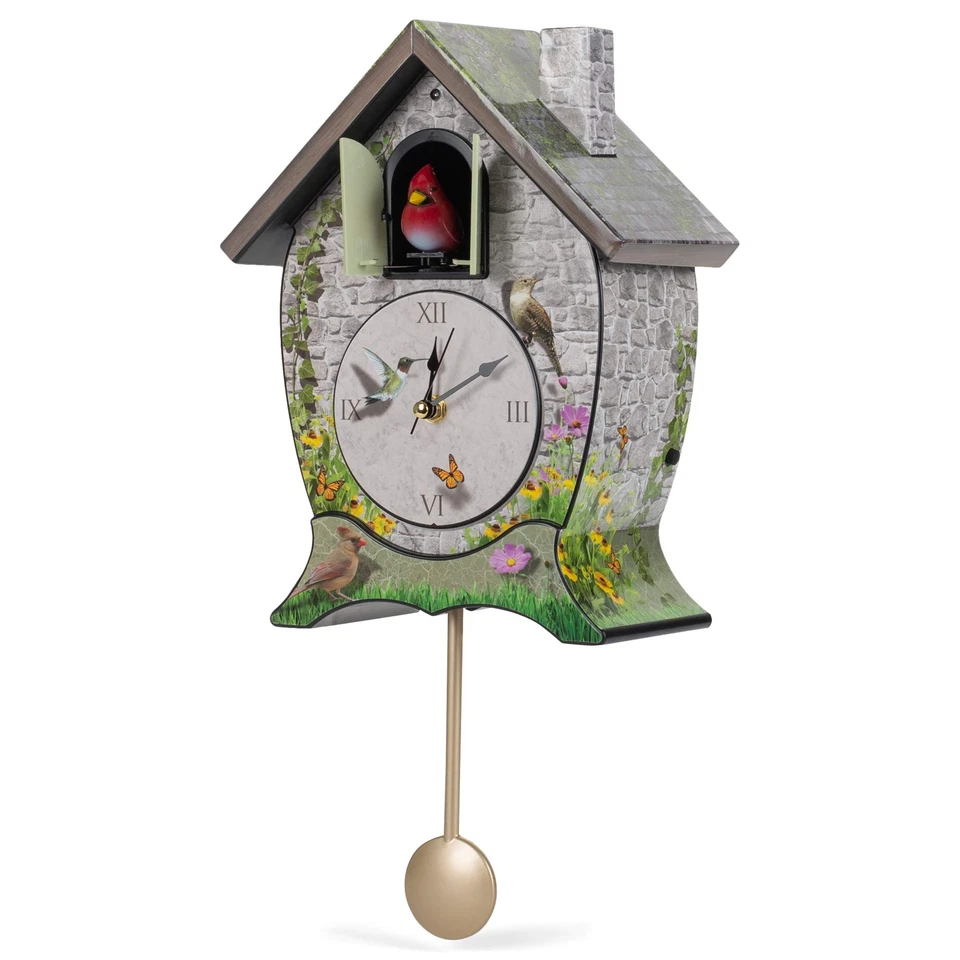 Mark Feldstein Garden Cottage Singing Cardinal Tabletop Wall Sound Cuckoo Clo... - Image 4 of 4