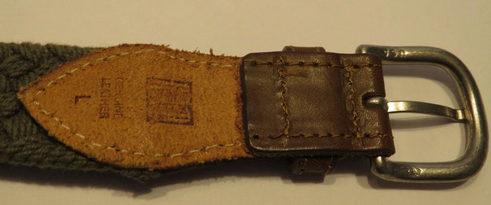 Cinturón GAP Hombre Cuero Verde Tela Trenzado Tejido Talla Grande Tono Plateado Golf Foto 3 de 4