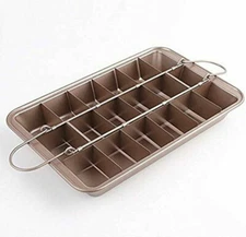 TECHTONGDA 12"x7.9"18 Holes Brownie Pans w/Dividers Carbon Steel Baking Pan