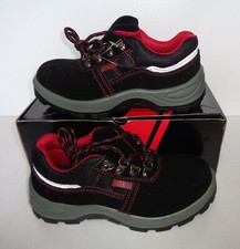 Ladies SAFETY Womens Black New Suede Leather Work Boots Trainers Shoes Size 3