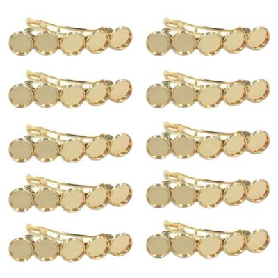 10 Pieces Metal Hair Clips with Blank Round Tray Base Fits 12mm Hair... 