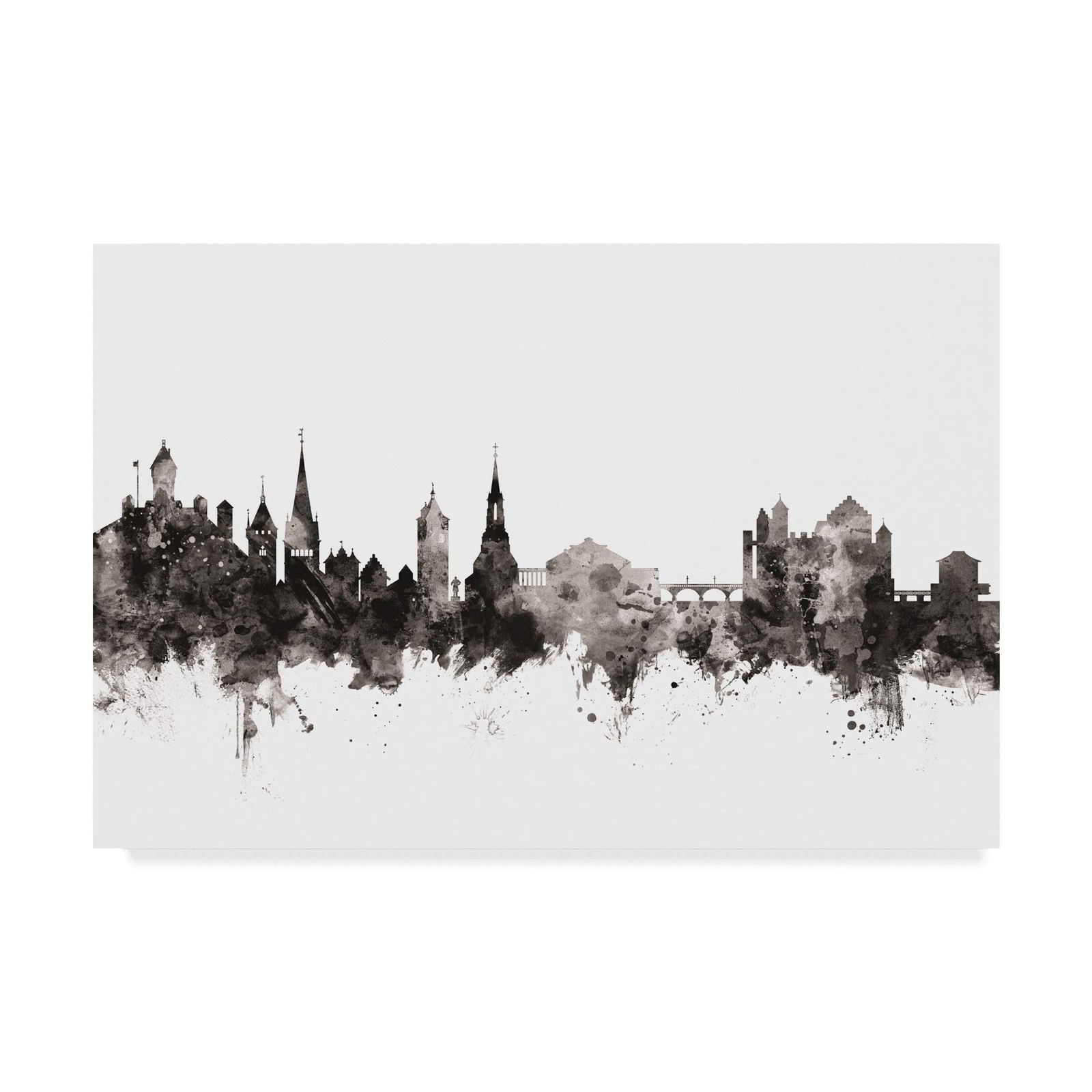 Schaffhausen Switzerland Skyline Black White by Michael Tompsett, 12x19,