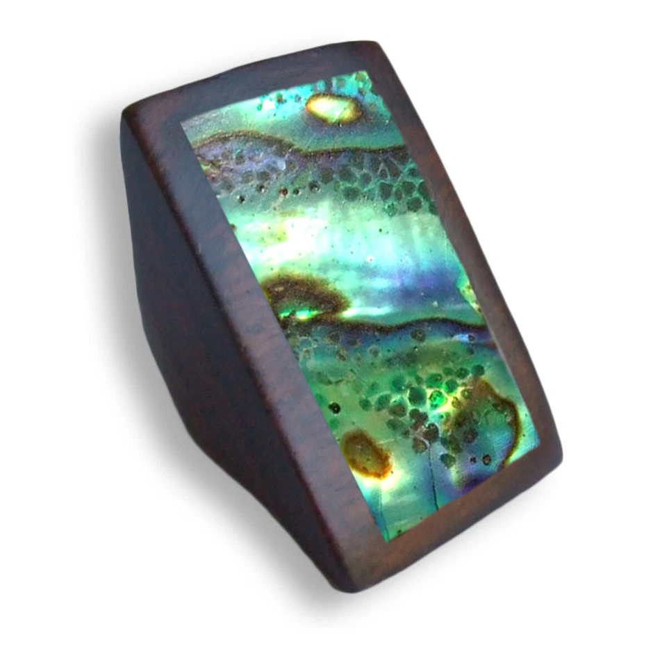 Edler Ring Holz Abalone Muschel Perlmutt Holzring Wood Natur Schmuck AR074 - Bild 1 von 1