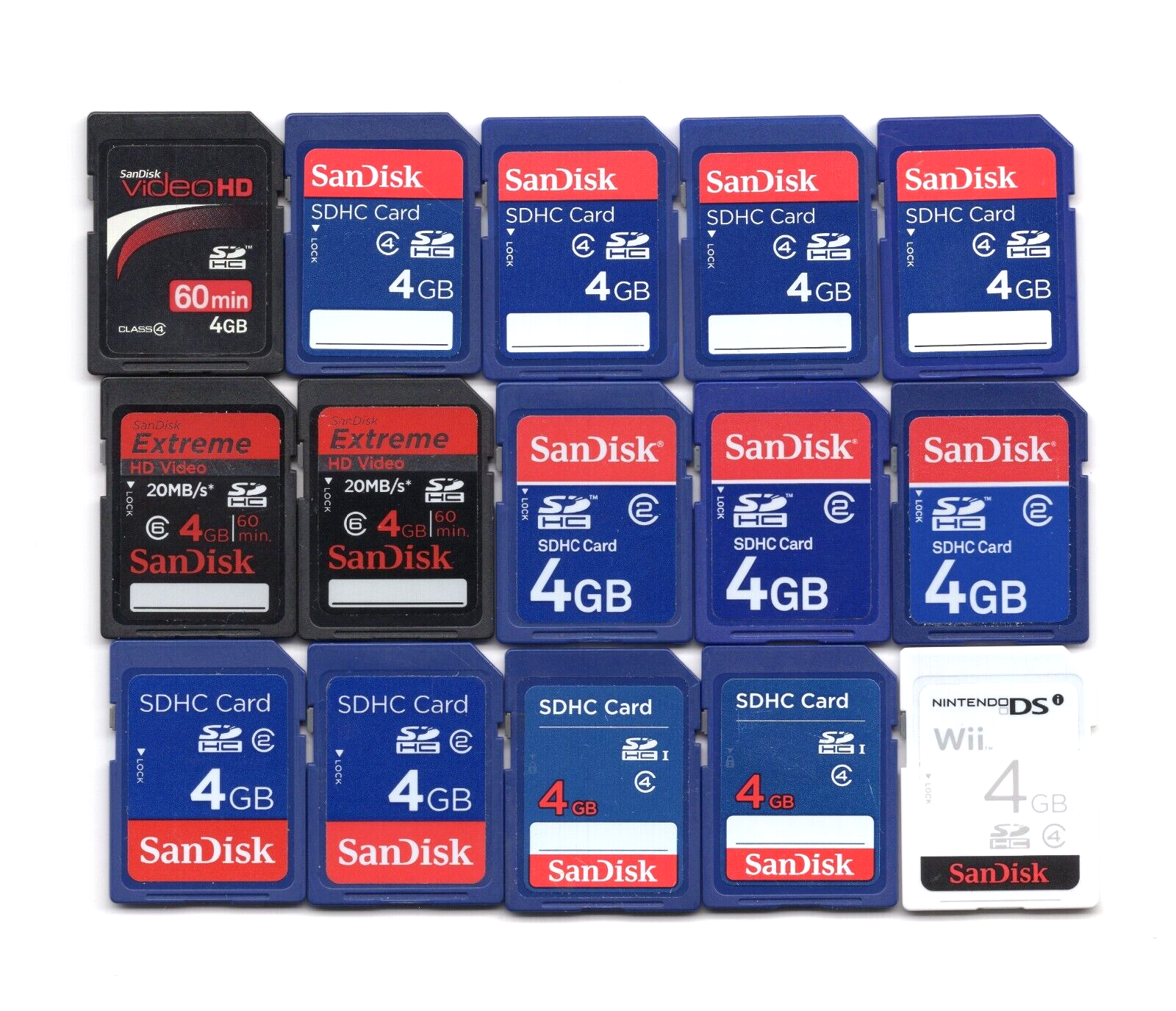 Lot Of 15x SanDisk 4GB SDHC Camera Memory Cards