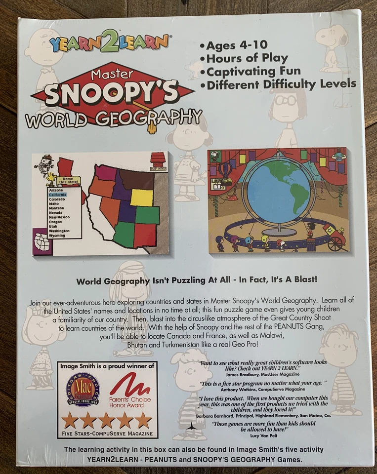 PEANUTS Snoopy Yearn 2 Learn Master Snoopy's World Geography Rare NEW SEALED - Image 2 of 4