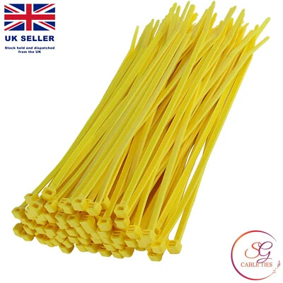 SG CABLETIES Yellow Cable Ties, Small, Medium, Large, Heavy Duty Nylon Plastic Zip Tie Wraps