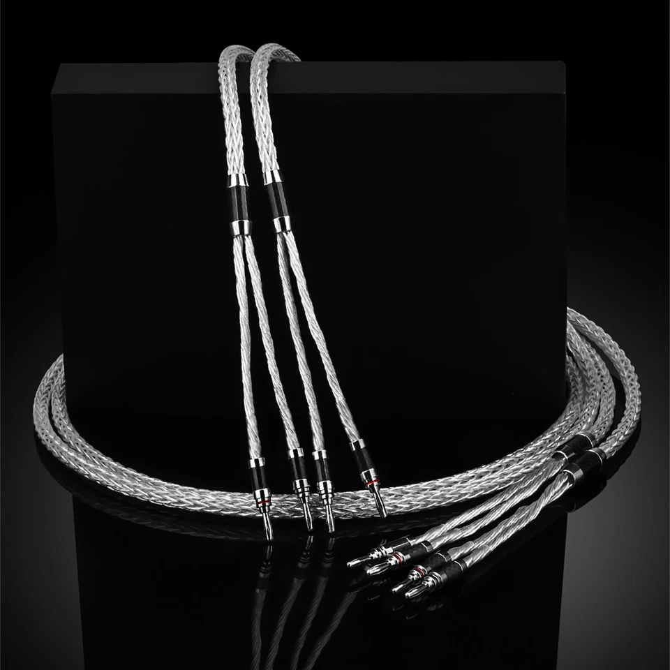 8 Awg HiFi Speaker Cable Silver Plate Banana/Spade Plug 8N OCC Carbon Fiber Wire - Image 3 of 4