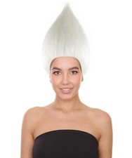 White Straight Trolls Wig Halloween Cosplay Party Fancy Dress Costume HW-1345