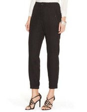 LAUREN Ralph Lauren Casual Sueded Twill Cropped Pants - Size 6, Black 5909