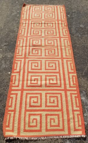 Vintage Traditional Handmade Lovely Geometric Kilim Floor Rug Carpet 232x80 cm
