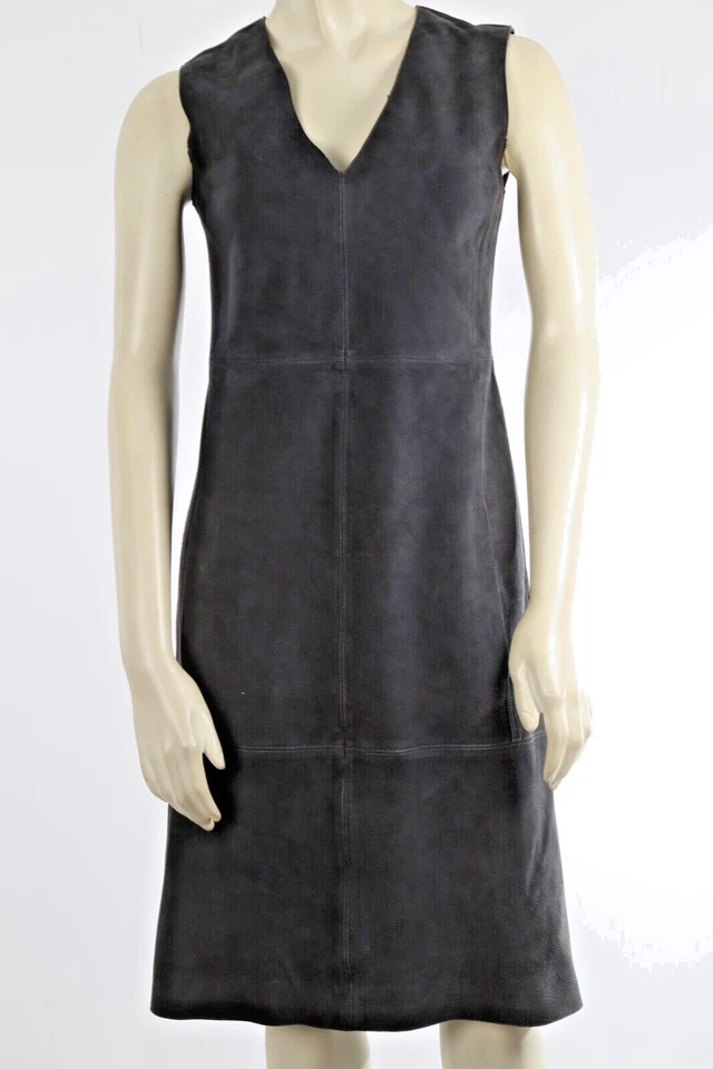 Vince темно серый замшевая кожа v-образным вырезом колена длина трапеции платье размер XS - Изображение 4 из 4