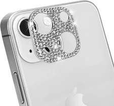 For iPhone 13 14 15 + Pro Max Bling Crystal Tempered Glass Camera Lens Protector