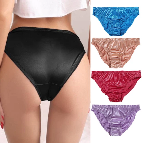 5 Stck. Damen Satinhöschen 11 Farben sexy glänzend Unterwäsche Slips Dessous Unterwäsche - Bild 2 von 30