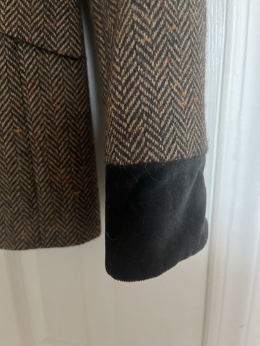 Vintage Mondi Blazer Sz 34 Herringbone/Velvet - Picture 4 of 8