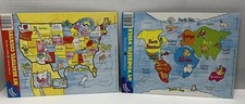 Puzzle Corner Set Of 2 Map Frame Tray Puzzles United States Continents
