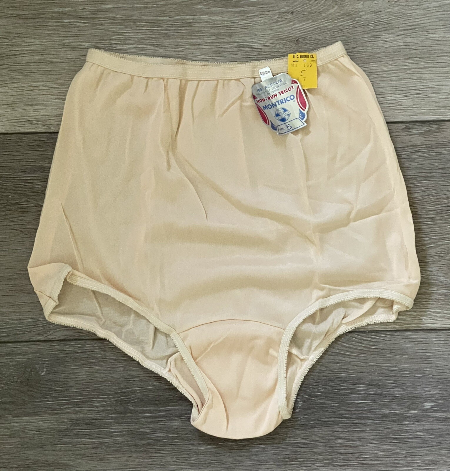 Vtg NWT Montrico 100 Acetate Non Run Tricot Apricot Brief Granny Panty Size 5 eBay