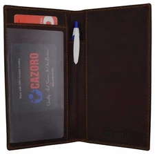 Mens Womens RFID Genuine Vintage Leather Basic Checkbook Cover Pen Holder
