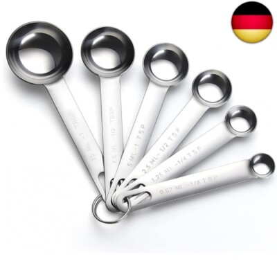 6-teiliges Messlöffel-Set Edelstahl runder robuster Spiegel, poliert 1/8 TSP,