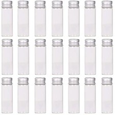 MaxMau 24 Tiny Jars with Aluminum Screw Lids 15ml Small Glass Bottles Clear