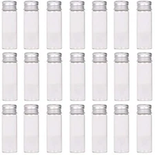 MaxMau 24 Tiny Jars with Aluminum Screw Lids 15ml Small Glass Bottles Clear 