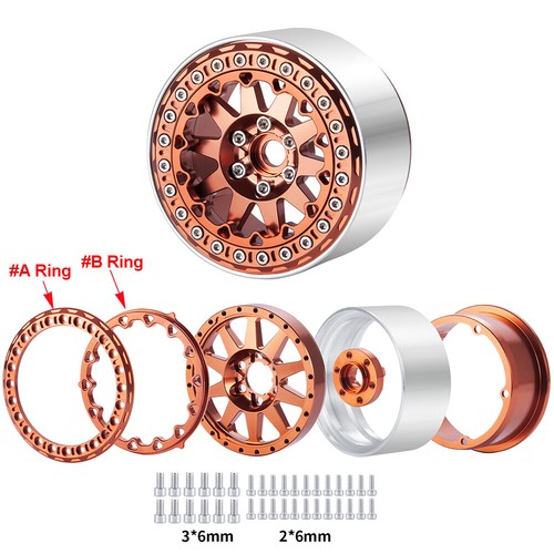 4Pcs Alloy 2.2" Beadlock Wheels Rims With Rings For RC 1:10 2.2 Crawler Tires - Picture 7 of 20