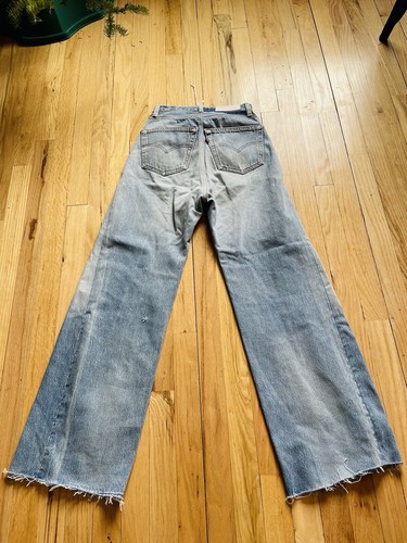 Pantalones de mezclilla Levi 27 entrepierna 32 tiro alto pierna ancha Re/Done $465 sin agujeros - Imagen 8 de 9