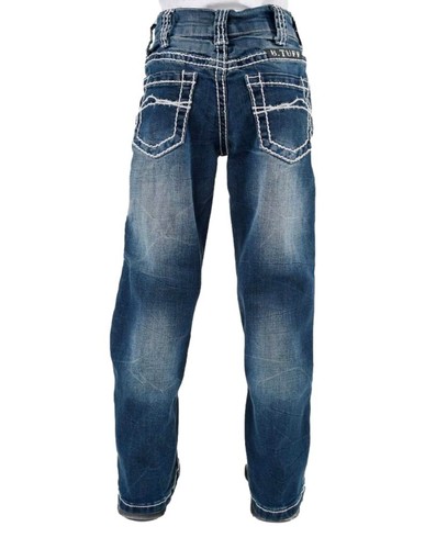B. Tuff Western Jeans Boys Magnum Bootcut Button Medium Wash BAGNUM - Picture 3 of 4