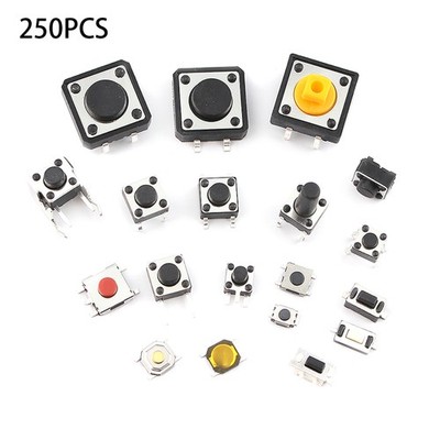 250pcs 25-Type Micro Switch Push Tact Button ON/OFF Touch Button Switch ccsq