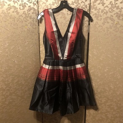 Zac Posen Black Red Multi-Color A-Line Dress Size 2