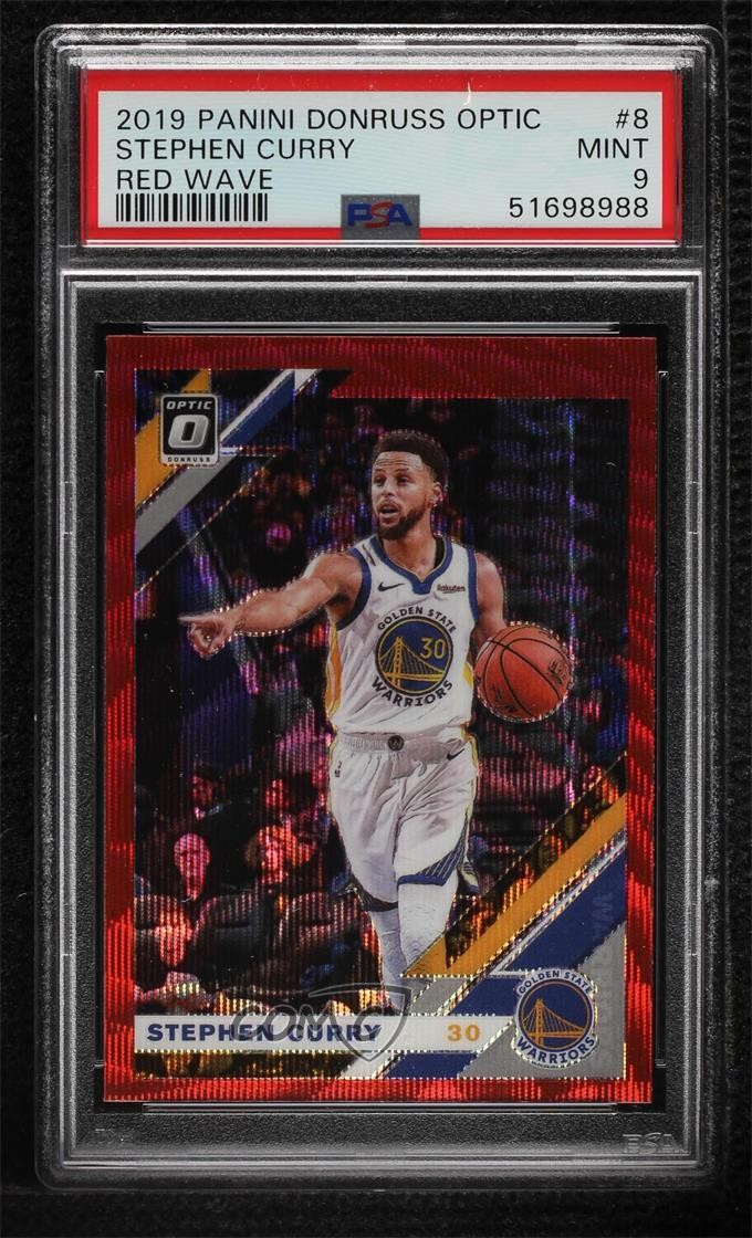 2019 Panini Donruss Optic Tmall Red Wave Prizm Stephen Curry #8 PSA 9 MINT 2l4
