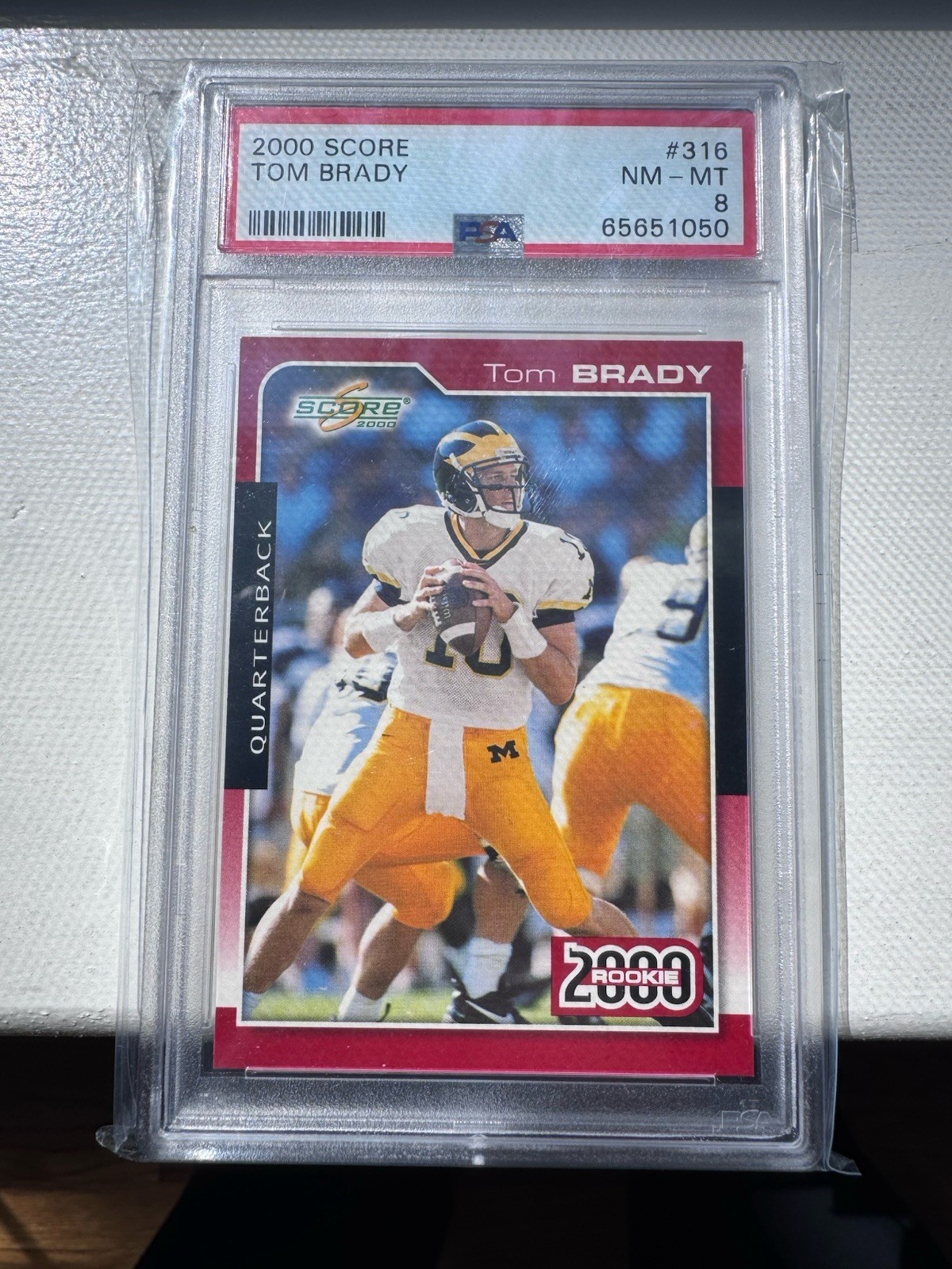 SCORE 2000 Score Tom Brady #316 Rookie Michigan Wolverines PSA 8