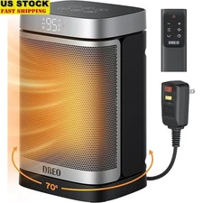 Portable Electric Heater 1500W Bathroom Safe Quiet Oscillating Remote Control US