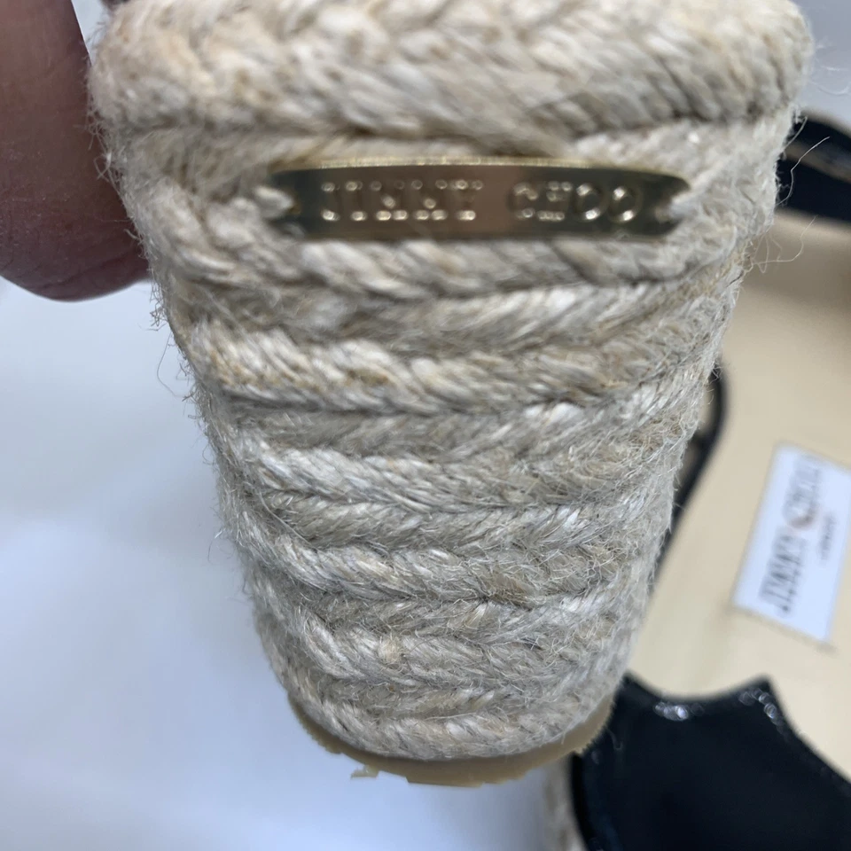 NUEVO EN CAJA JIMMY CHOO PAISLEY Negro Patente Cuña Slide Sandalia Zapato Talla 42 Foto 4 de 4