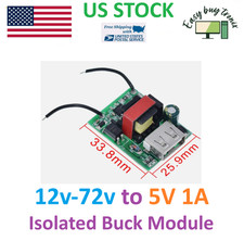 2Pcs 12v-72v to 5V 1A Isolated Power Supply DC-DC Step Down Module Buck Convert
