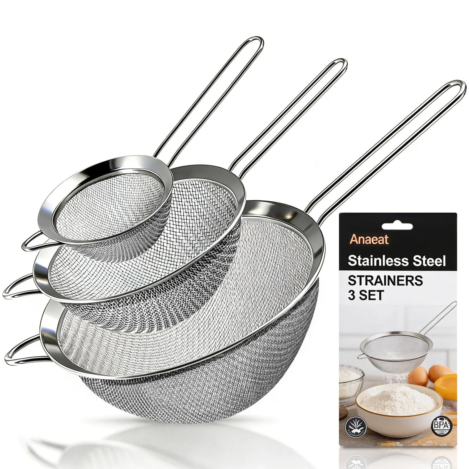 Fine Mesh Strainers - Premium Stainless Steel Colander Sieve Sifters, with Du...
Opens in a new wind