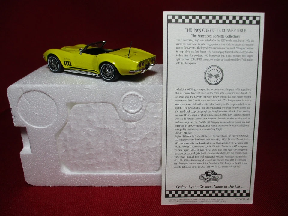 1:43 1969 Chevy Corvette Stingray Convertible Matchbox American Muscle Car - Image 2 of 4