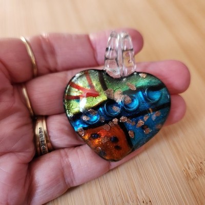 Colorful Art Glass Pendant Sentimental Love Endearing Necklace Charm Jewelry 