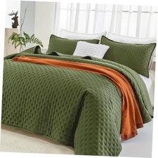 King Size Quilt Bedding Set 106x96 Inch , 3 Pieces King 106 96 in Green