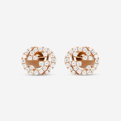Gucci 18K Rose Gold & Diamond Stud Earrings YBD729408001 MSRP $3,400